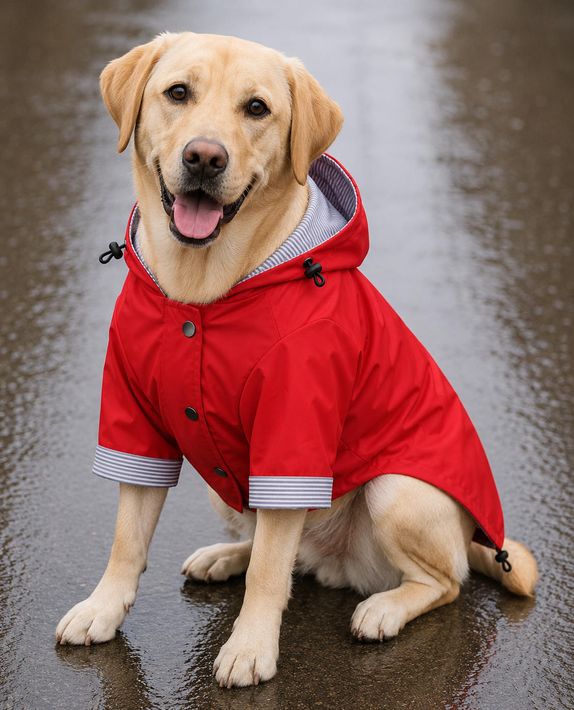 Red Stripe Rain Jacket