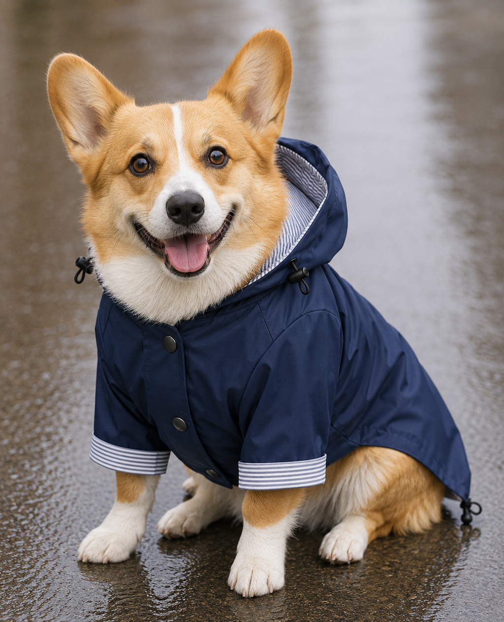Navy Stripe Rain Jacket