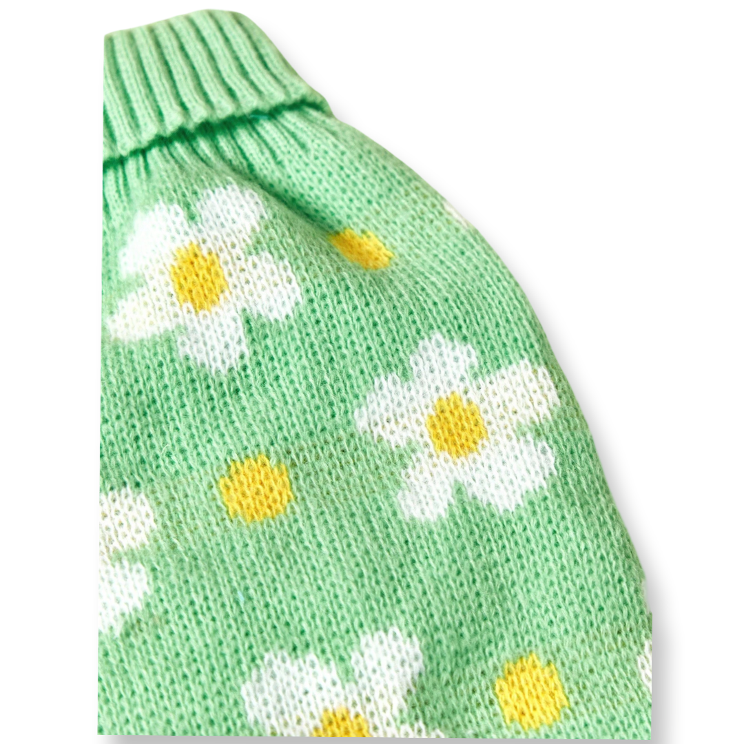 Green Daisy Knit Sweater