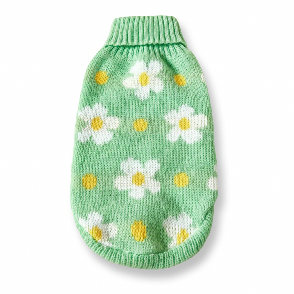 Green Daisy Knit Sweater
