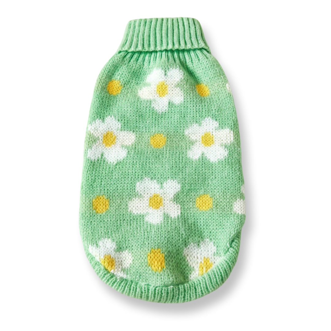 Green Daisy Knit Sweater